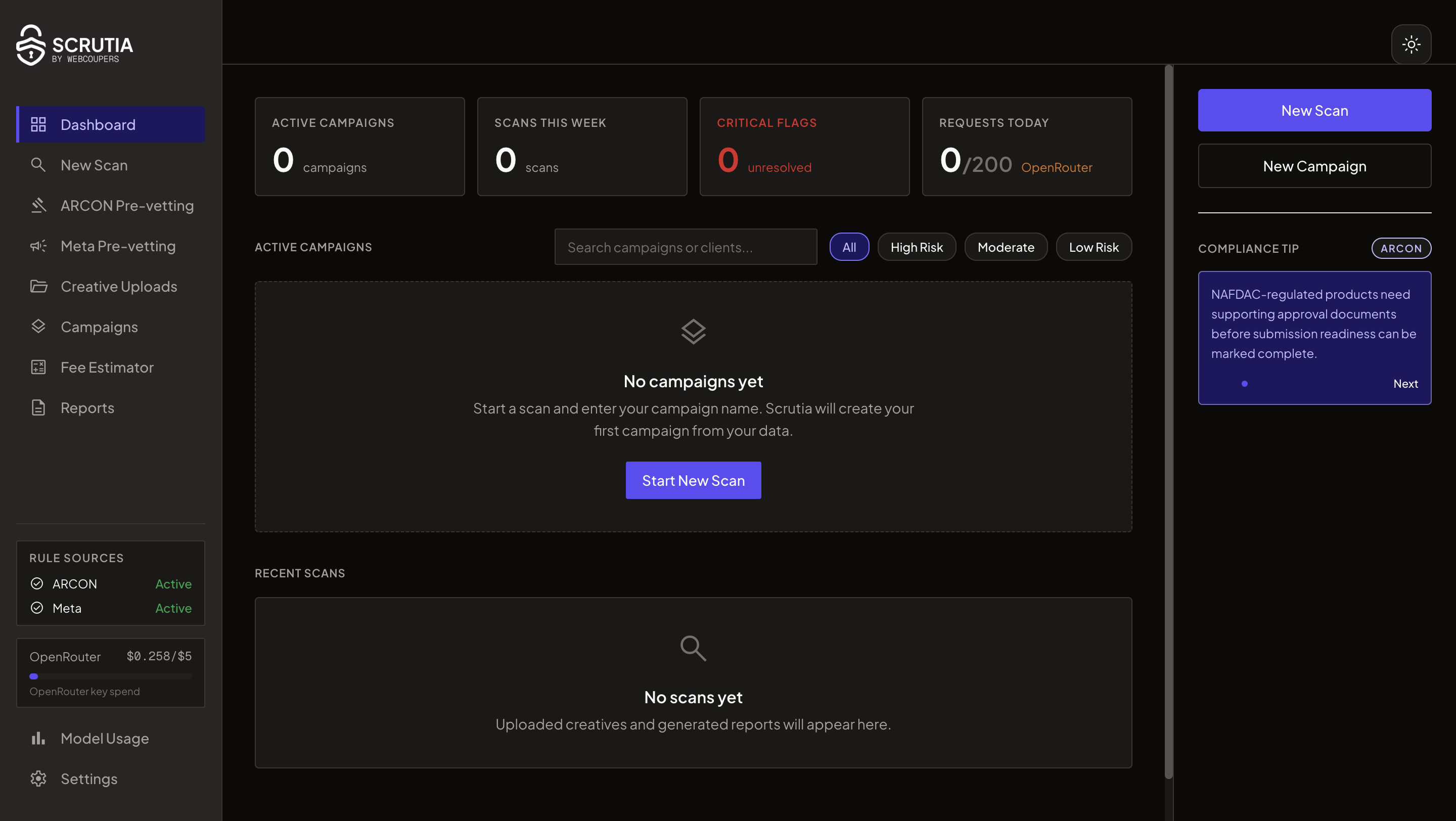 Scrutia campaign dashboard